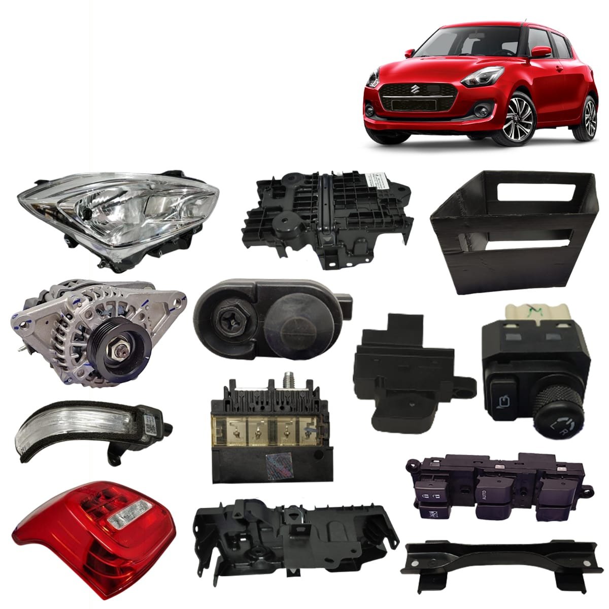 Suzuki Swift Electrical Parts - Headlight Fog Light Taillight Rear Light AutoRadio Starter Motor Headlight Cover Fuse Box